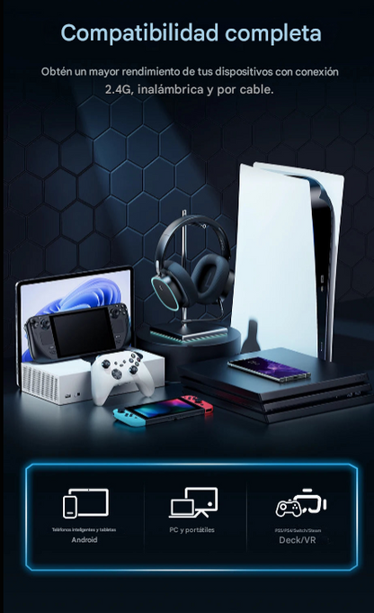 Auriculares para juegos Baseus GH02 con cable e inalámbricos, Bluetooth 5.3, controlador de 40 mm, RGB.