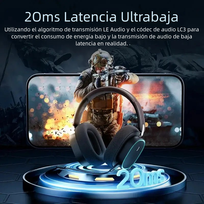 Auriculares para juegos Baseus GH02 con cable e inalámbricos, Bluetooth 5.3, controlador de 40 mm, RGB.