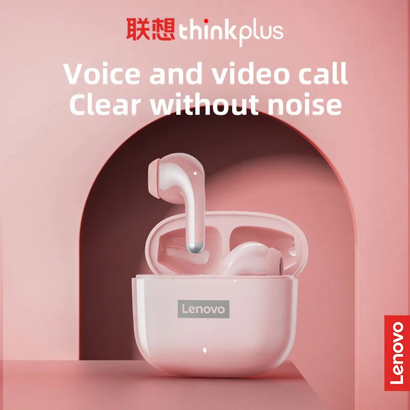 Lenovo-auriculares inalámbricos LP40 Pro con Bluetooth 5,1, dispositivo de audio de alta capacidad, diseño semiintrauditivo, Chip inteligente con micrófono