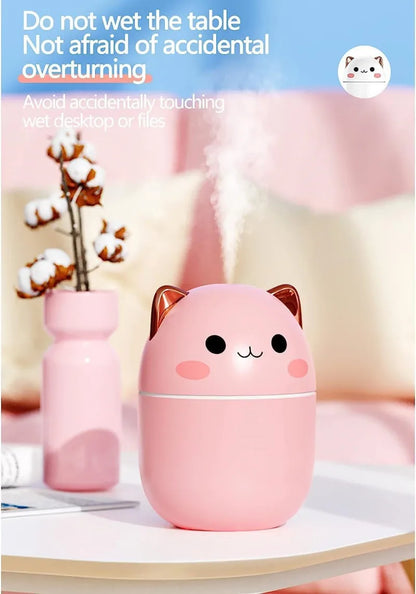 Gran oferta 250ml lindo gato humidificador de aire difusor USB generador de niebla Mini Humidificador con luz nocturna
