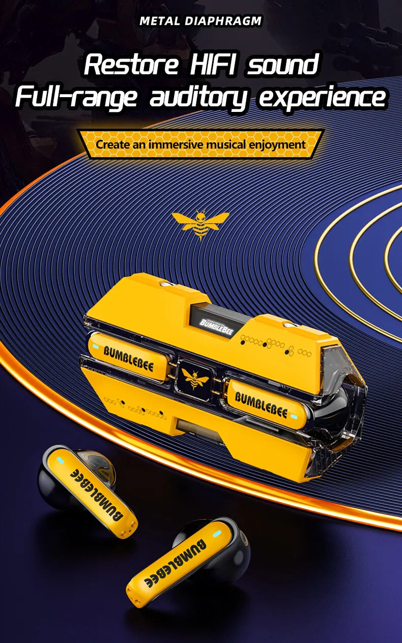 Auriculares Gamer TWS TF-T01 con Bluetooth 5.3, Cancelación de Ruido y Micrófono – Diseño Transformers