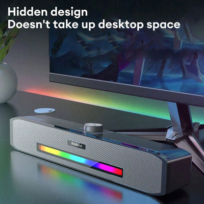 Barra de Sonido Lenovo TS33 con Subwoofer AUX y Bluetooth 5.0 – Sonido Envolvente 360° para PC y Cine en Casa