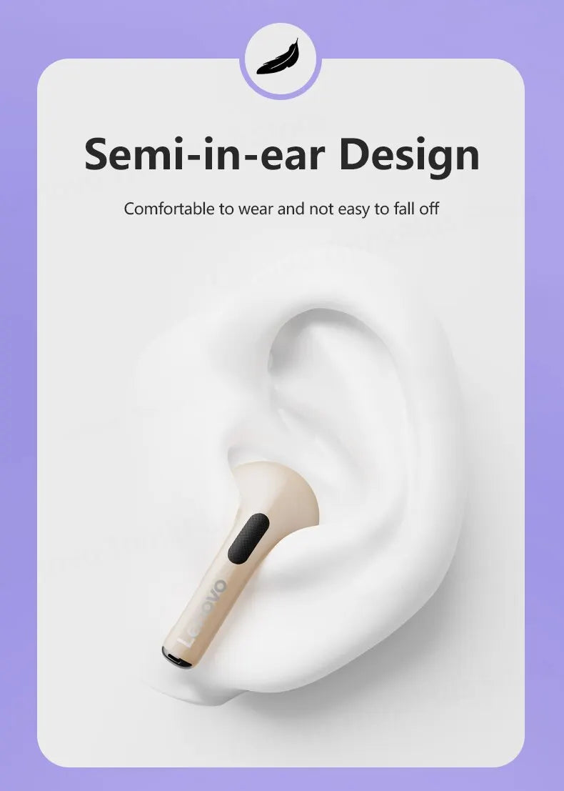 Lenovo-auriculares inalámbricos LP40 Plus, cascos con Bluetooth, reducción de ruido, 230mAh, HiFi estéreo, deportivos, con micrófono