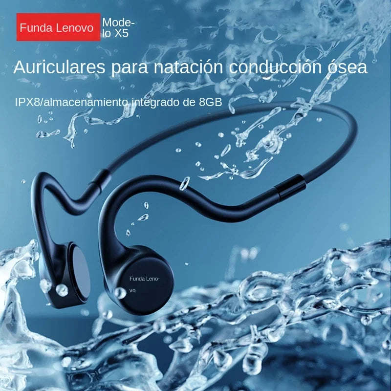 Lenovo-auriculares de conducción ósea X3 Pro, cascos inalámbricos con gancho para la oreja, Bluetooth, Hifi, con micrófono, resistentes al agua