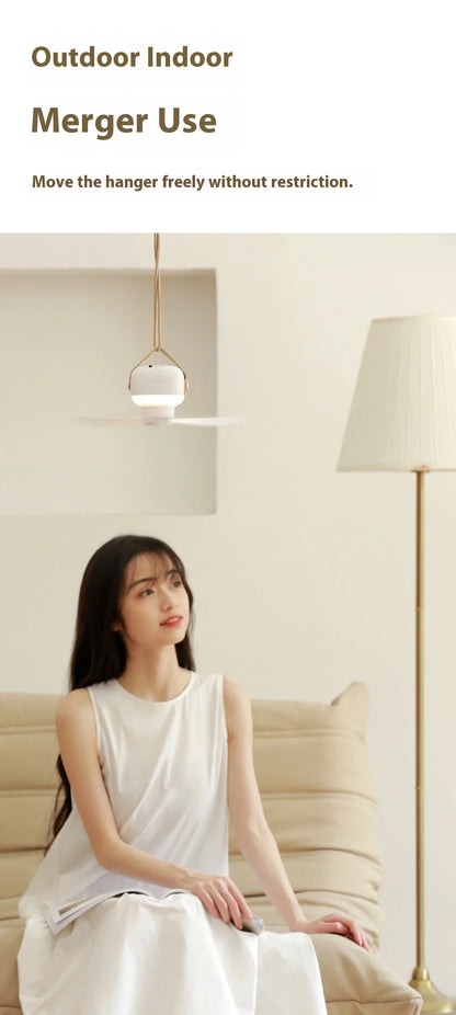 Ventiladores de techo portátiles, ventilador eléctrico LED recargable, lámpara de noche para el hogar, tienda de campaña al aire libre, ventilador colgante con Control remoto