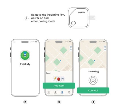 UGREEN Smart Tag Bluetooth Tracker, buscador de llaves Localizador de artículos SmartTag Batería de hasta 2 años para iPhone Apple Find My (solo IOS)