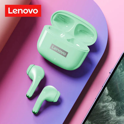 Lenovo-auriculares inalámbricos LP40 Pro con Bluetooth 5,1, dispositivo de audio de alta capacidad, diseño semiintrauditivo, Chip inteligente con micrófono