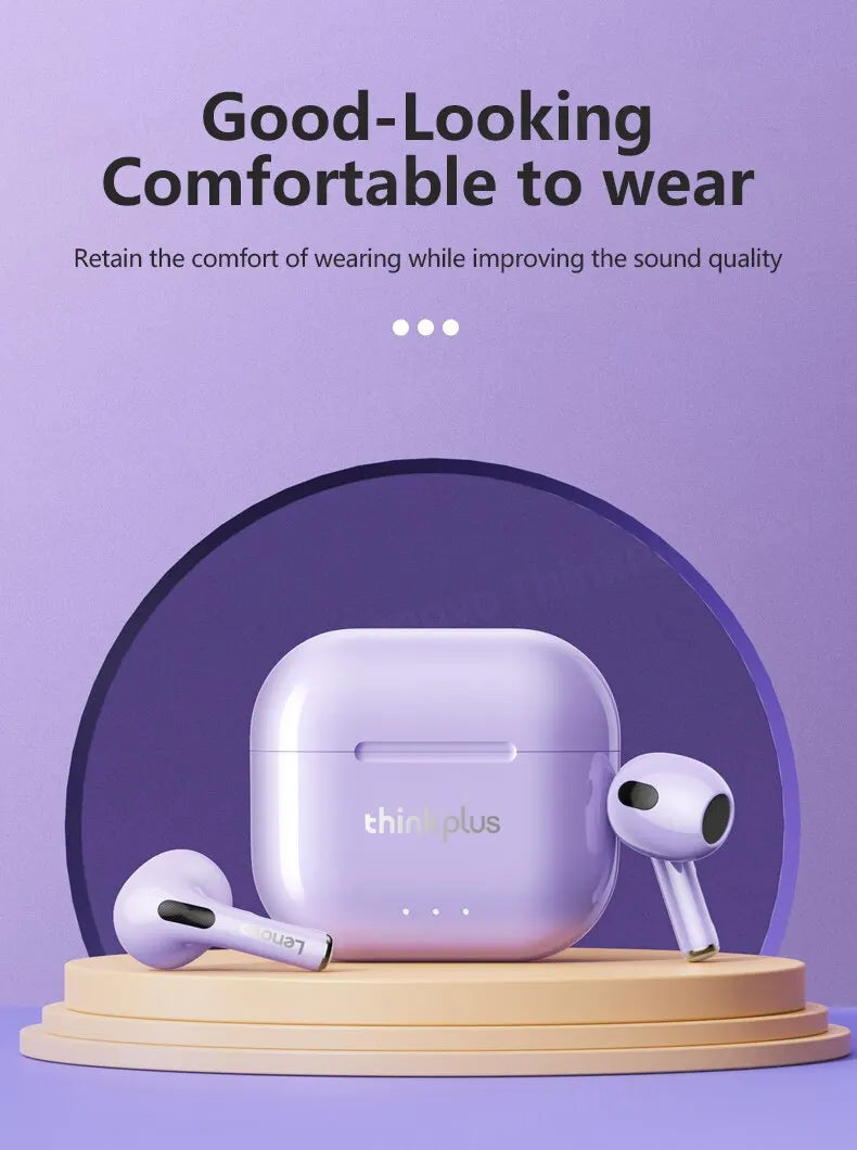 Lenovo-auriculares inalámbricos LP40 Plus, cascos con Bluetooth, reducción de ruido, 230mAh, HiFi estéreo, deportivos, con micrófono