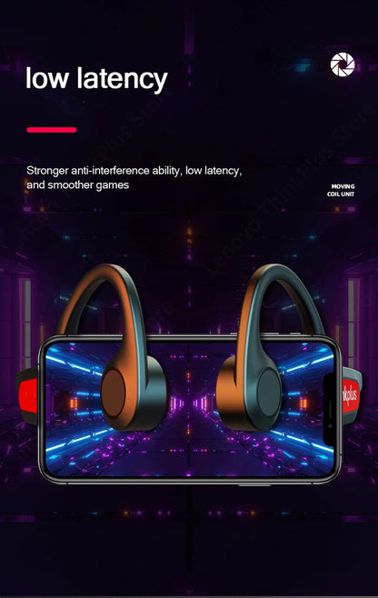 Lenovo-auriculares de conducción ósea X3 Pro, cascos inalámbricos con gancho para la oreja, Bluetooth, Hifi, con micrófono, resistentes al agua