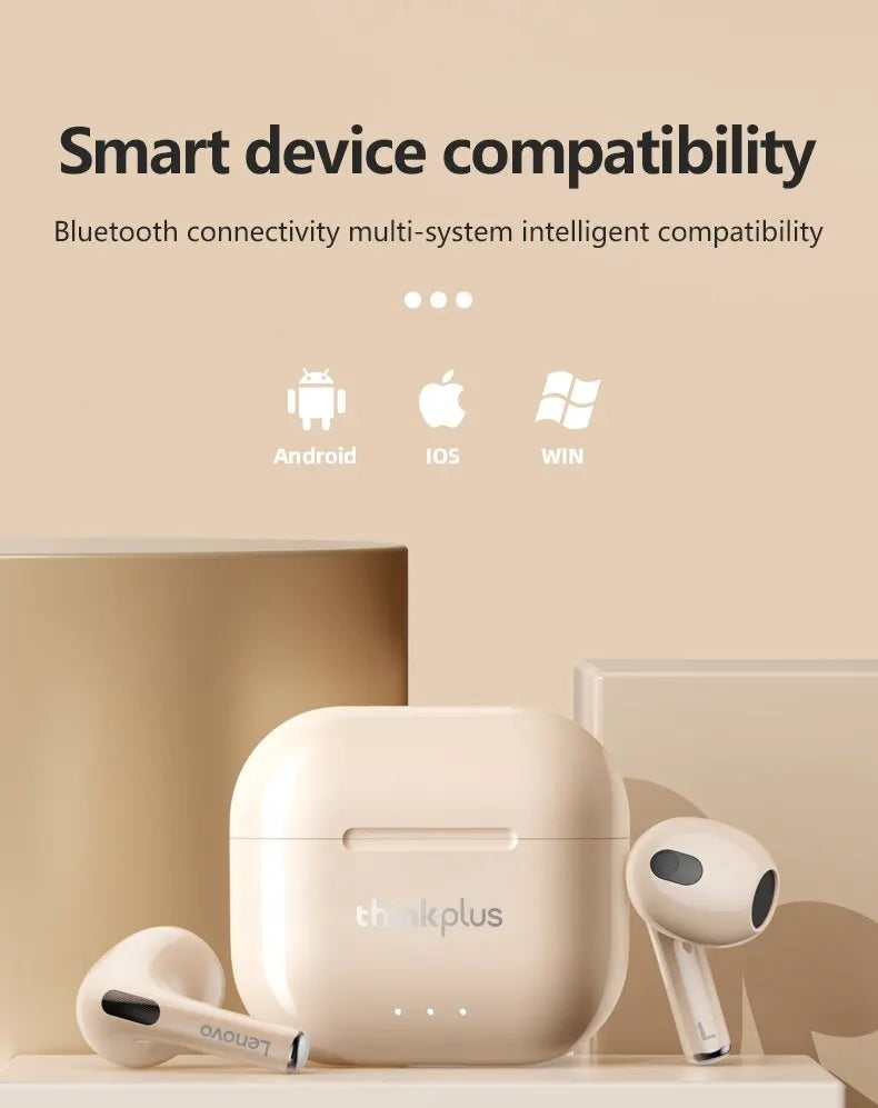 Lenovo-auriculares inalámbricos LP40 Plus, cascos con Bluetooth, reducción de ruido, 230mAh, HiFi estéreo, deportivos, con micrófono