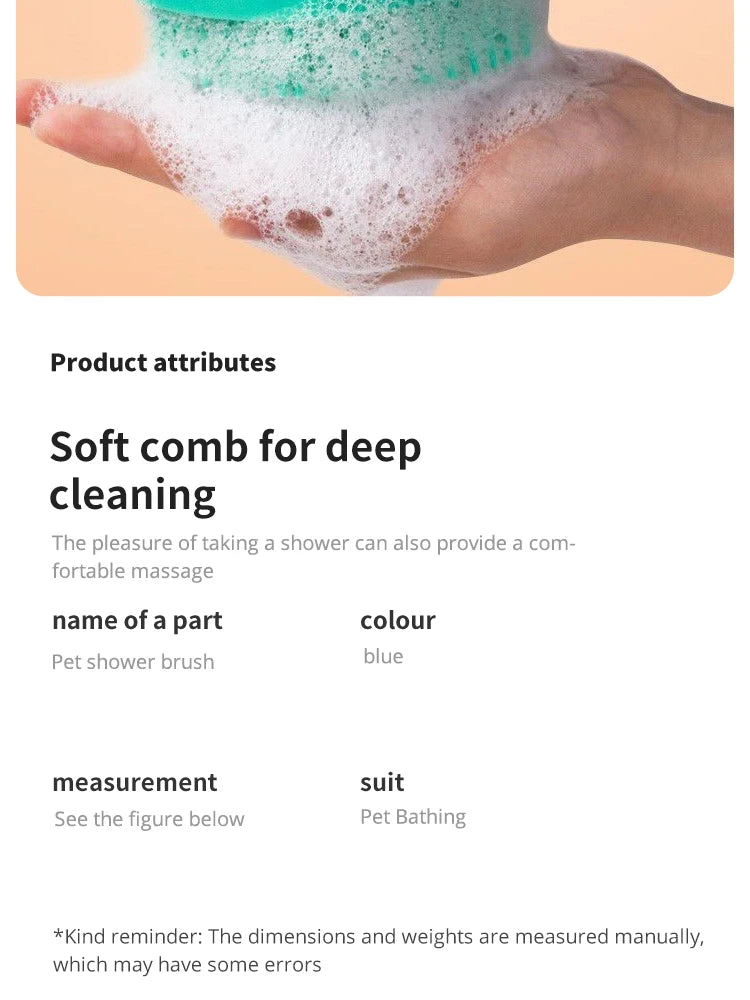 Cepillo de baño para mascotas, masajeador de silicona suave, Gel de ducha, cepillo de baño, herramientas de limpieza, peine, suministros de limpieza para perros y gatos