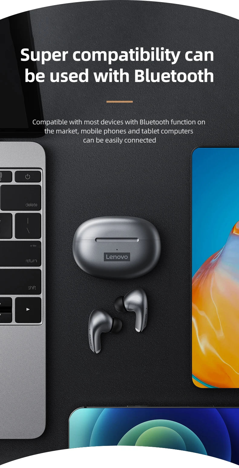 Lenovo-auriculares inalámbricos LP5, audífonos de música HiFi con Bluetooth, micrófono, deportivos, resistentes al agua, 100% originales, novedad de 2021