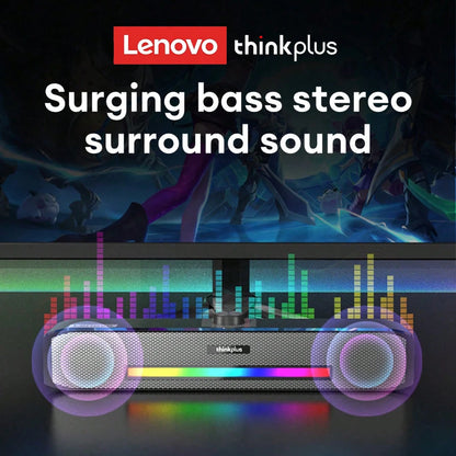 Barra de Sonido Lenovo TS33 con Subwoofer AUX y Bluetooth 5.0 – Sonido Envolvente 360° para PC y Cine en Casa
