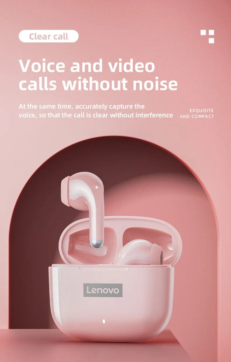 Lenovo-auriculares inalámbricos LP40 Pro con Bluetooth 5,1, dispositivo de audio de alta capacidad, diseño semiintrauditivo, Chip inteligente con micrófono