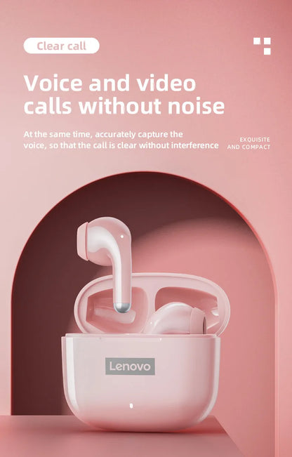 Lenovo-auriculares inalámbricos LP40 Pro con Bluetooth 5,1, dispositivo de audio de alta capacidad, diseño semiintrauditivo, Chip inteligente con micrófono