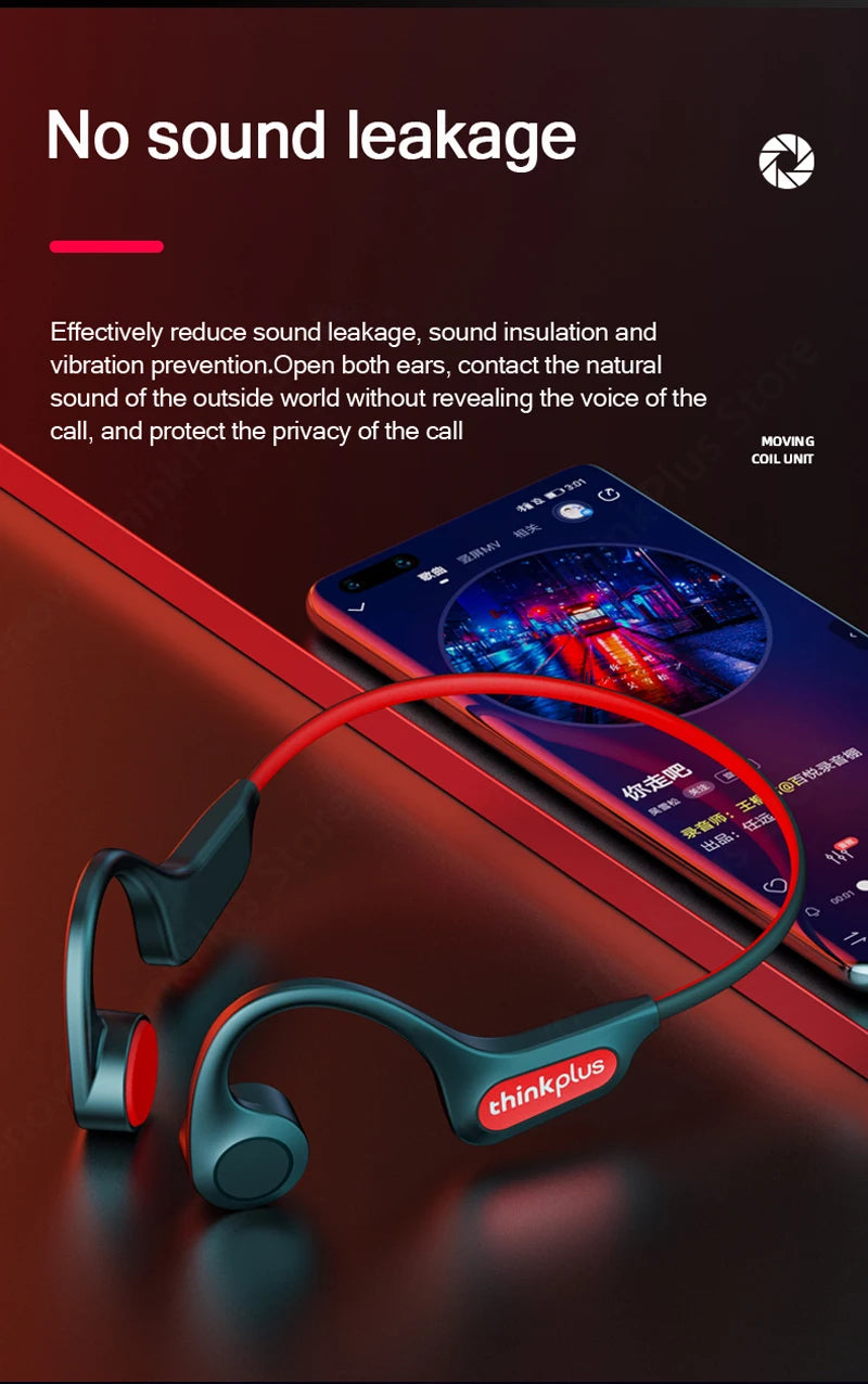 Lenovo-auriculares de conducción ósea X3 Pro, cascos inalámbricos con gancho para la oreja, Bluetooth, Hifi, con micrófono, resistentes al agua