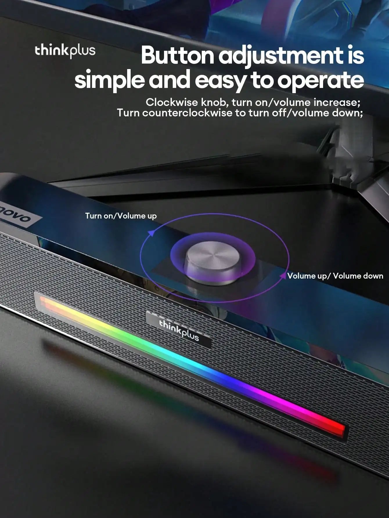 Barra de Sonido Lenovo TS33 con Subwoofer AUX y Bluetooth 5.0 – Sonido Envolvente 360° para PC y Cine en Casa