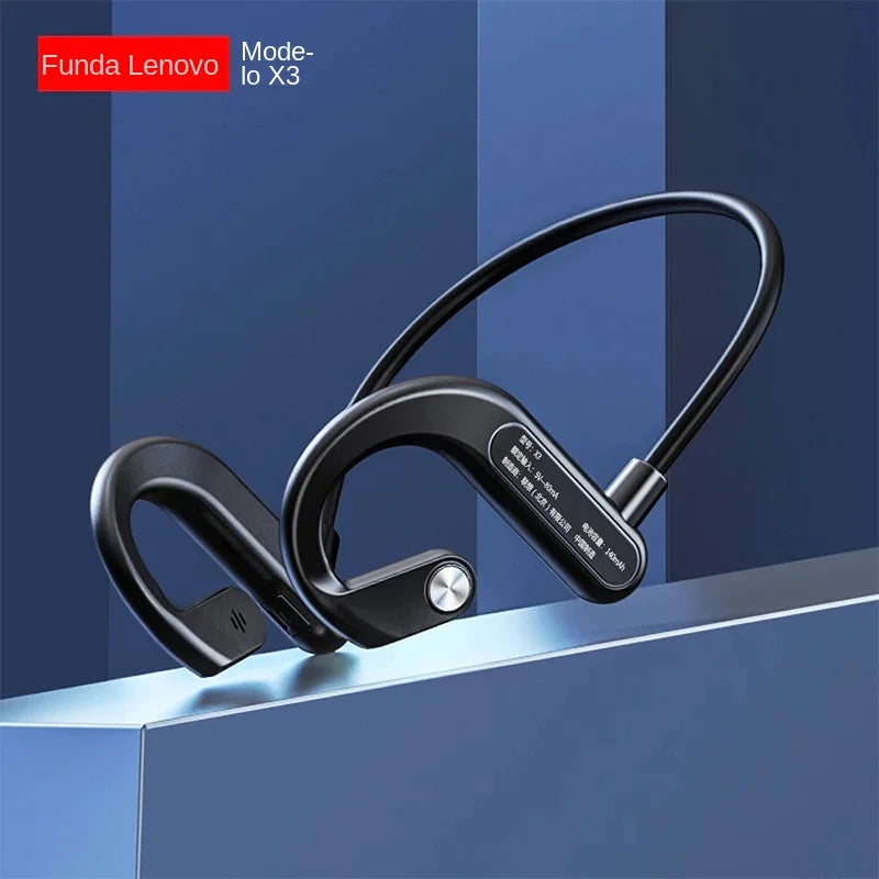 Lenovo-auriculares de conducción ósea X3 Pro, cascos inalámbricos con gancho para la oreja, Bluetooth, Hifi, con micrófono, resistentes al agua