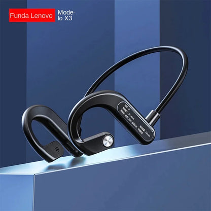 Lenovo-auriculares de conducción ósea X3 Pro, cascos inalámbricos con gancho para la oreja, Bluetooth, Hifi, con micrófono, resistentes al agua