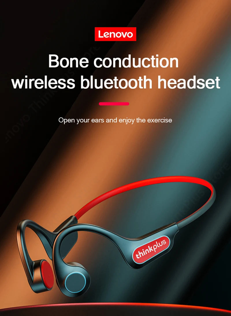 Lenovo-auriculares de conducción ósea X3 Pro, cascos inalámbricos con gancho para la oreja, Bluetooth, Hifi, con micrófono, resistentes al agua