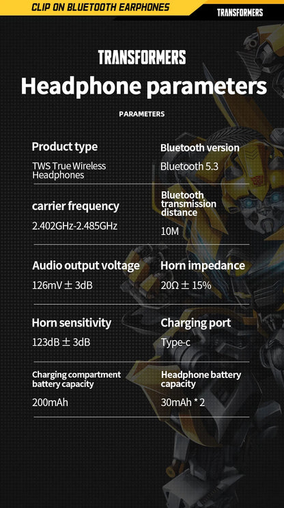 Transformers TF-T05 auriculares Bluetooth 5,3 auriculares para juegos TWS auriculares inalámbricos sonido HIFI auriculares con reducción de ruido