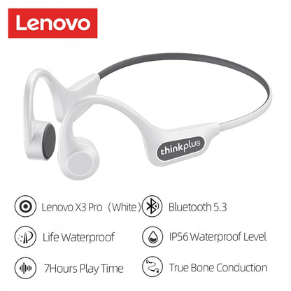 Lenovo-auriculares de conducción ósea X3 Pro, cascos inalámbricos con gancho para la oreja, Bluetooth, Hifi, con micrófono, resistentes al agua