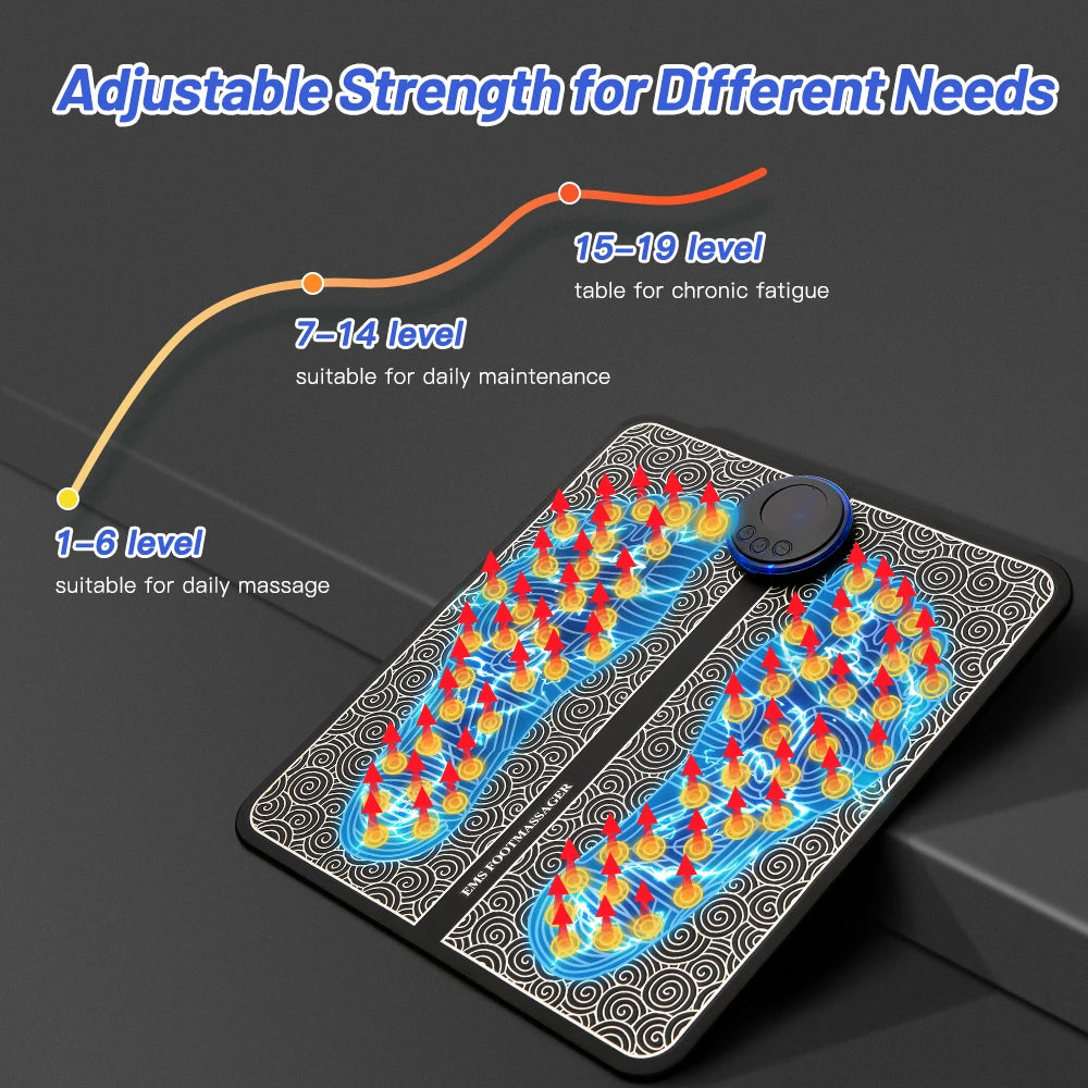 Almohadilla masajeadora de pies eléctrica, esterilla de masaje electroestimulador EMS, Masajeador muscular, relajación de pies, Masajeador de Fitness, carga USB