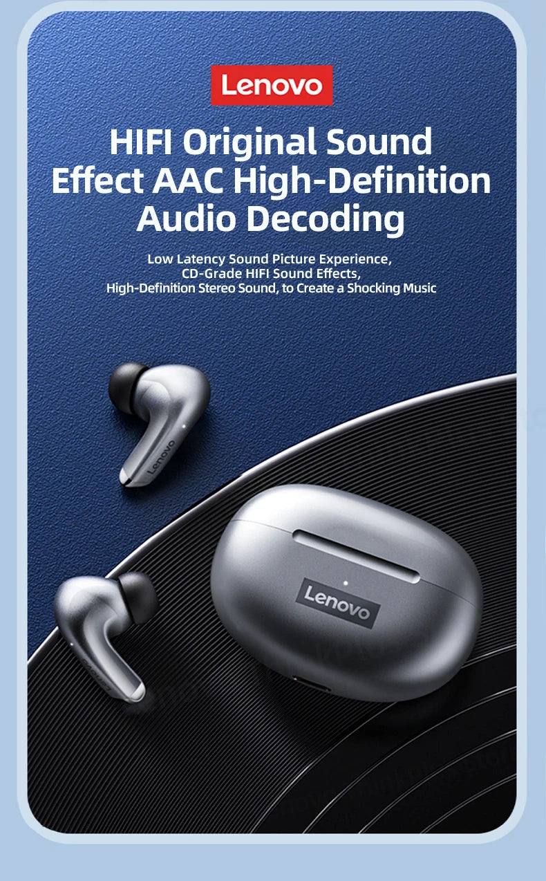 Lenovo-auriculares inalámbricos con Bluetooth LP5 100% originales, cascos de música HiFi con micrófono, deportivos, resistentes al agua, novedad de 2021