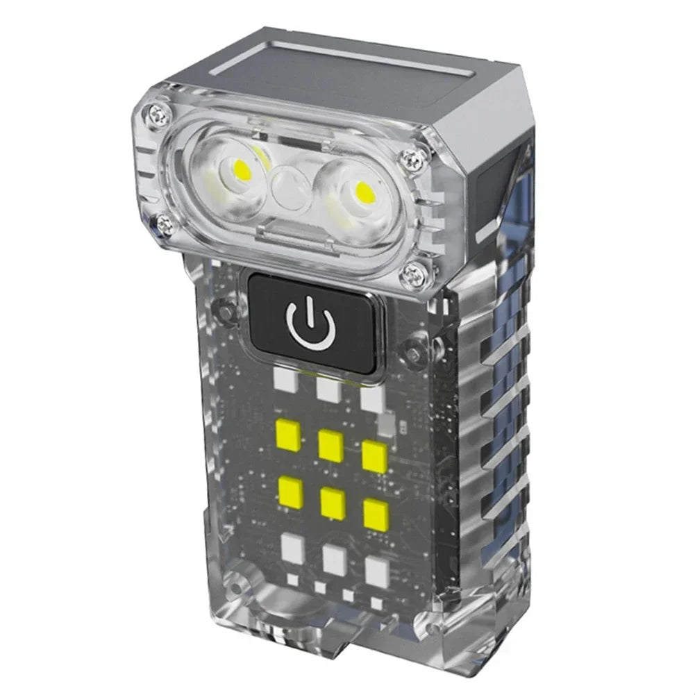 Luz LED giratoria con Clip para sombrero, luz de trabajo portátil con carga USB, pantalla de potencia, potente linterna pequeña para acampar, pescar y caminar