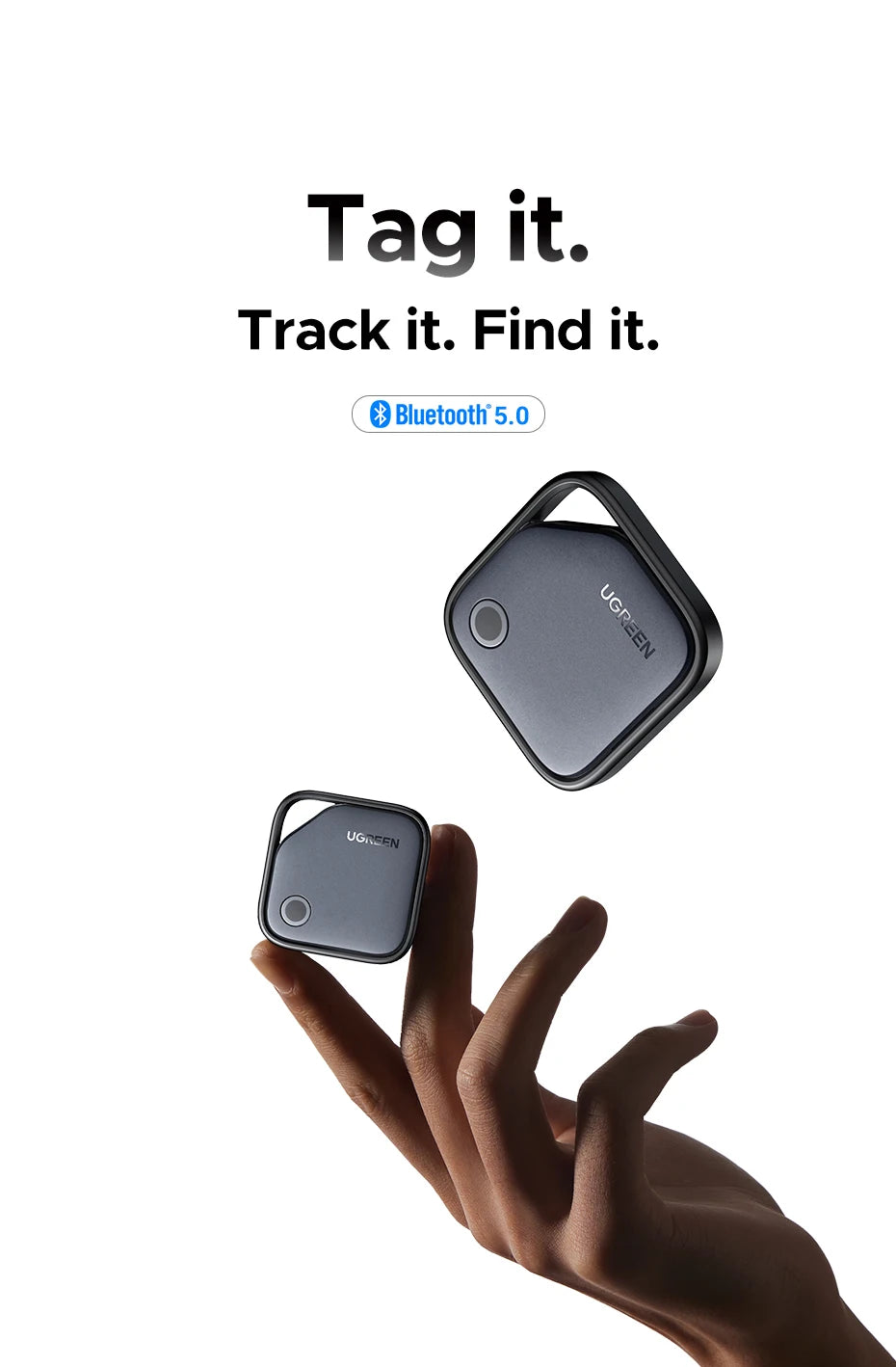 UGREEN Smart Tag Bluetooth Tracker, buscador de llaves Localizador de artículos SmartTag Batería de hasta 2 años para iPhone Apple Find My (solo IOS)