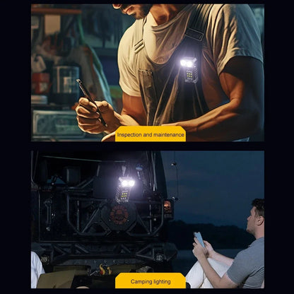 Luz LED giratoria con Clip para sombrero, luz de trabajo portátil con carga USB, pantalla de potencia, potente linterna pequeña para acampar, pescar y caminar