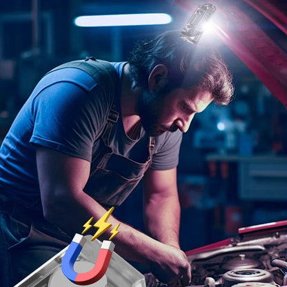 Luz LED giratoria con Clip para sombrero, luz de trabajo portátil con carga USB, pantalla de potencia, potente linterna pequeña para acampar, pescar y caminar