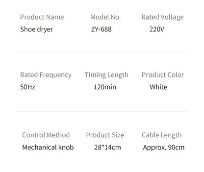 Secador de zapatos eléctrico, calentador de botas, secador de botas UV para pies, elimina el olor, desodorante de botas de secado rápido, secador de calcetines multifunción