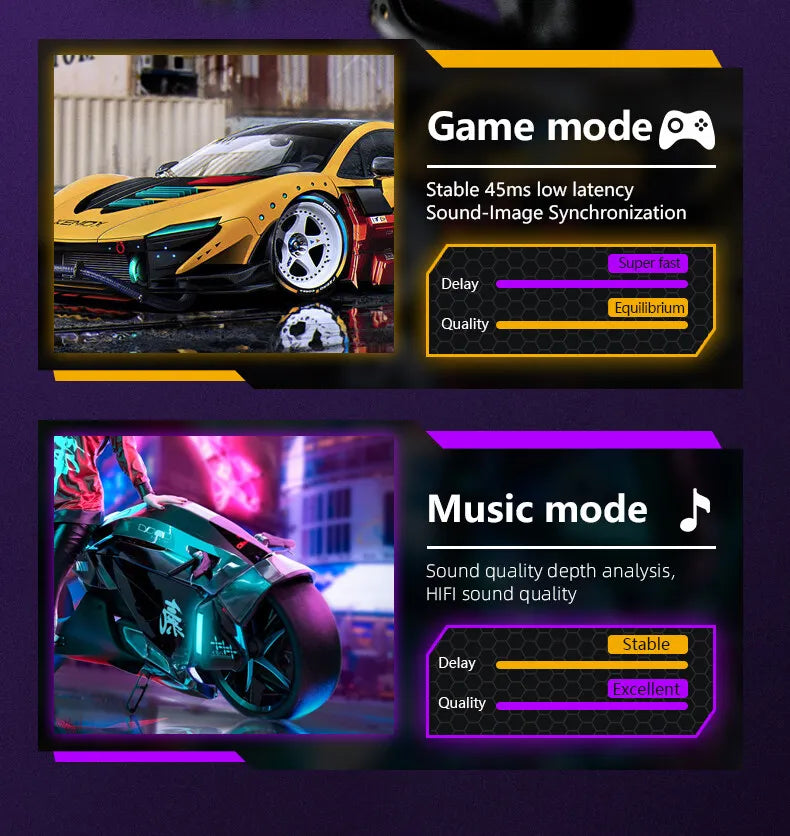 Auriculares Gamer TWS TF-T01 con Bluetooth 5.3, Cancelación de Ruido y Micrófono – Diseño Transformers