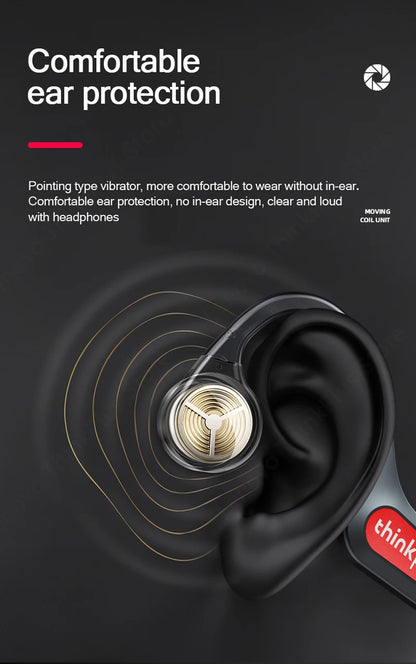 Lenovo-auriculares de conducción ósea X3 Pro, cascos inalámbricos con gancho para la oreja, Bluetooth, Hifi, con micrófono, resistentes al agua