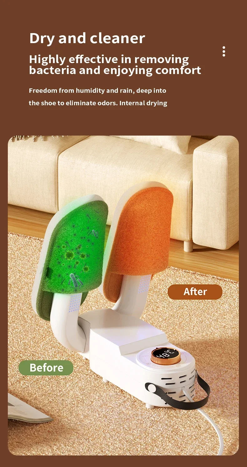 Secador de zapatos eléctrico, calentador de botas, secador de botas UV para pies, elimina el olor, desodorante de botas de secado rápido, secador de calcetines multifunción
