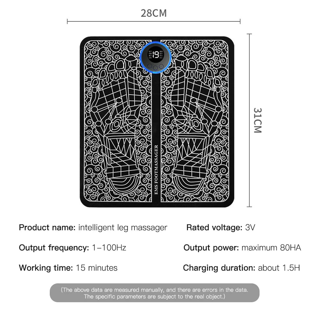 Almohadilla masajeadora de pies eléctrica, esterilla de masaje electroestimulador EMS, Masajeador muscular, relajación de pies, Masajeador de Fitness, carga USB