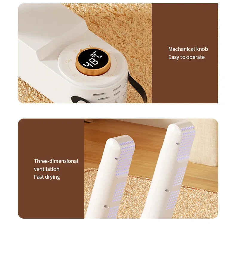 Secador de zapatos eléctrico, calentador de botas, secador de botas UV para pies, elimina el olor, desodorante de botas de secado rápido, secador de calcetines multifunción