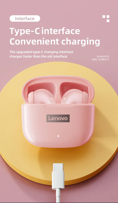 Lenovo-auriculares inalámbricos LP40 Pro con Bluetooth 5,1, dispositivo de audio de alta capacidad, diseño semiintrauditivo, Chip inteligente con micrófono