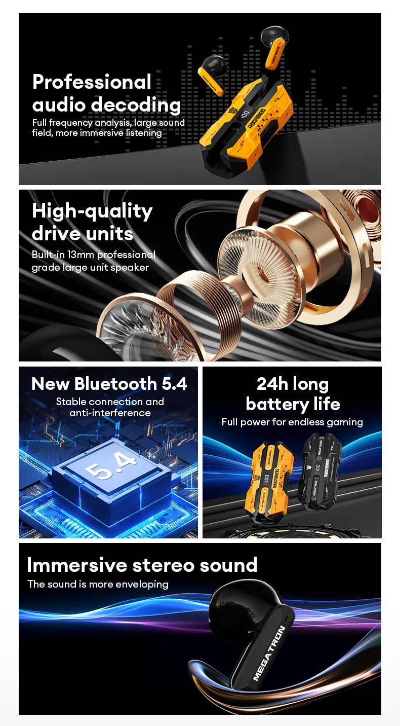 Nuevos transformadores TF-T51 TWS auriculares inalámbricos de larga resistencia con pantalla LED de potencia auriculares Bluetooth V5.4 llamadas HD auriculares