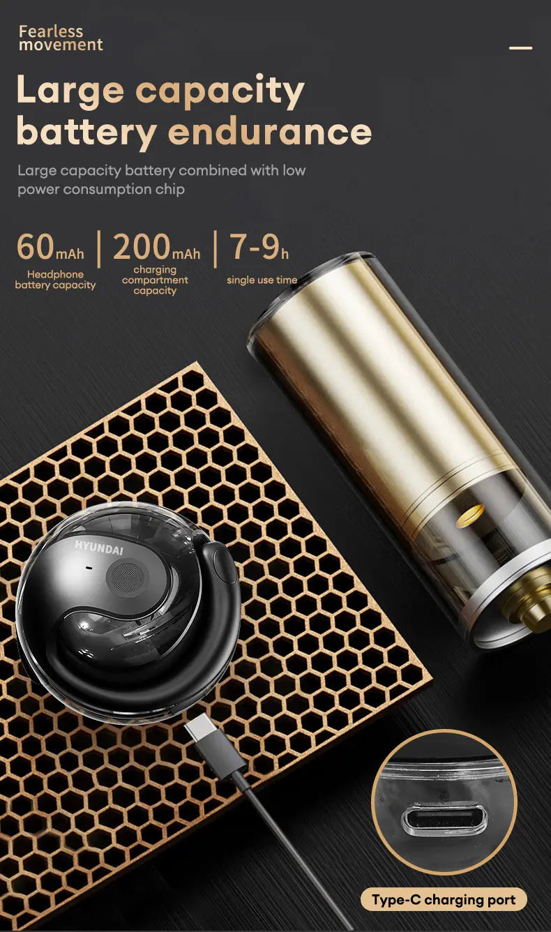 HYUNDAI HY-T26 Pro OWS auriculares con gancho para la oreja llamada HD auriculares Bluetooth batería de larga duración auriculares inalámbricos de música deportiva con micrófono