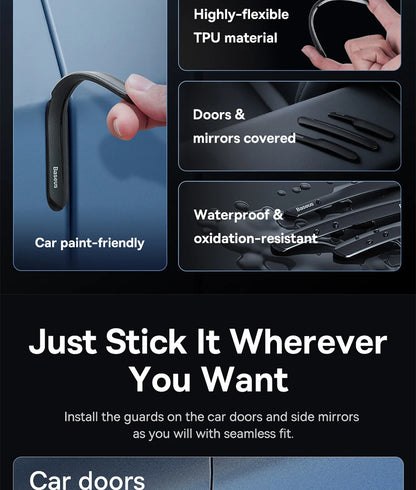 Baseus-tira anticolisión para puerta de coche, 6 uds., para Tesla Model 3/Y, pegatinas de barra protectora, cubierta de espejo retrovisor, tira protectora