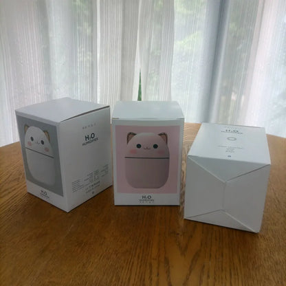 Gran oferta 250ml lindo gato humidificador de aire difusor USB generador de niebla Mini Humidificador con luz nocturna