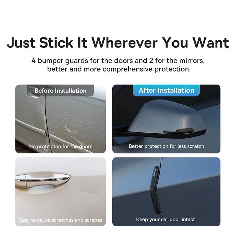 Baseus-tira anticolisión para puerta de coche, 6 uds., para Tesla Model 3/Y, pegatinas de barra protectora, cubierta de espejo retrovisor, tira protectora