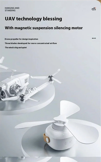 Ventiladores de techo portátiles, ventilador eléctrico LED recargable, lámpara de noche para el hogar, tienda de campaña al aire libre, ventilador colgante con Control remoto