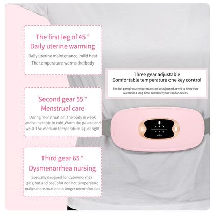 Almohadilla térmica Menstrual, cinturón de palacio cálido inteligente para aliviar el dolor de la cintura durante la menstruación, herramientas de masaje de cintura Abdominal