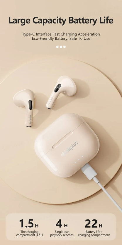 Lenovo-auriculares inalámbricos LP40 Plus, cascos con Bluetooth, reducción de ruido, 230mAh, HiFi estéreo, deportivos, con micrófono