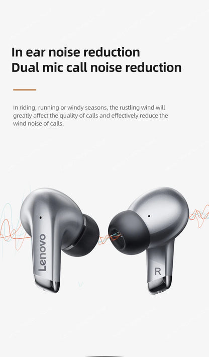 Lenovo-auriculares inalámbricos con Bluetooth LP5 100% originales, cascos de música HiFi con micrófono, deportivos, resistentes al agua, novedad de 2021