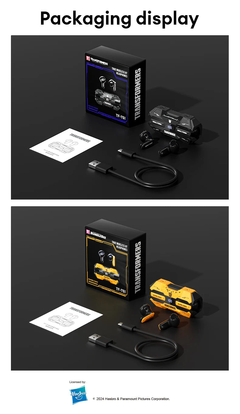 Nuevos transformadores TF-T51 TWS auriculares inalámbricos de larga resistencia con pantalla LED de potencia auriculares Bluetooth V5.4 llamadas HD auriculares