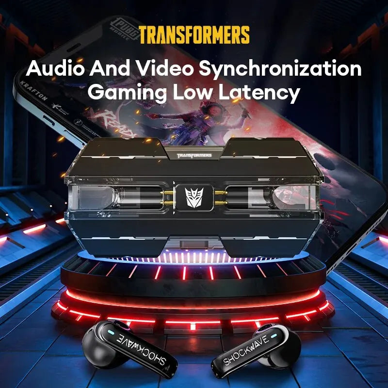 Auriculares Gamer TWS TF-T01 con Bluetooth 5.3, Cancelación de Ruido y Micrófono – Diseño Transformers